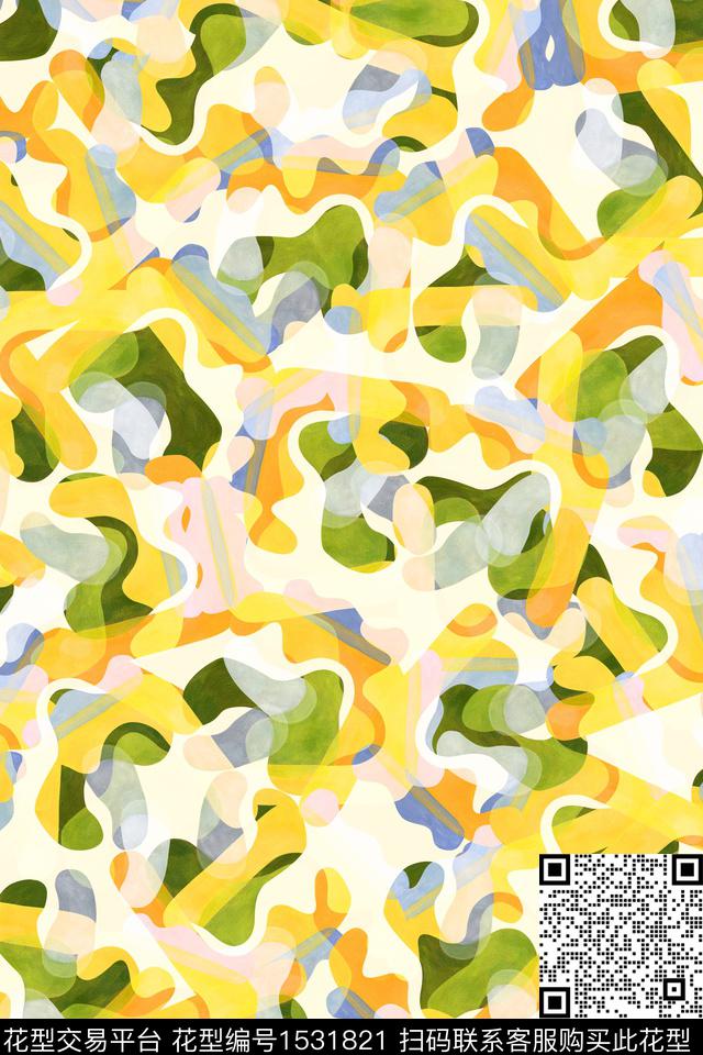 春夏华亿平台抽象女装数码印花华亿平台下载（图片编号: 1531821） - 瓦栏（Walan）