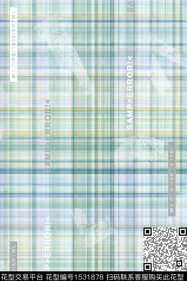 字母真丝格子数码印花华亿平台下载（图片编号: 1531878） - 瓦栏（Walan）