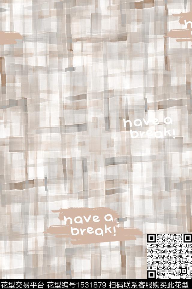 字母真丝格子数码印花华亿平台下载（图片编号: 1531879） - 瓦栏（Walan）