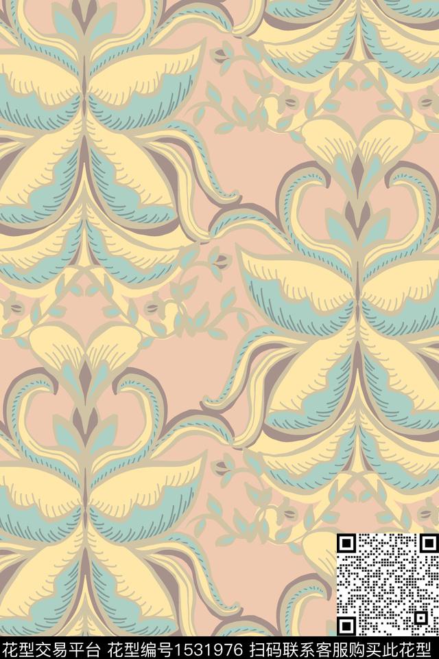 平面花卉民族风蝴蝶数码印花华亿平台下载（图片编号: 1531976） - 瓦栏（Walan）