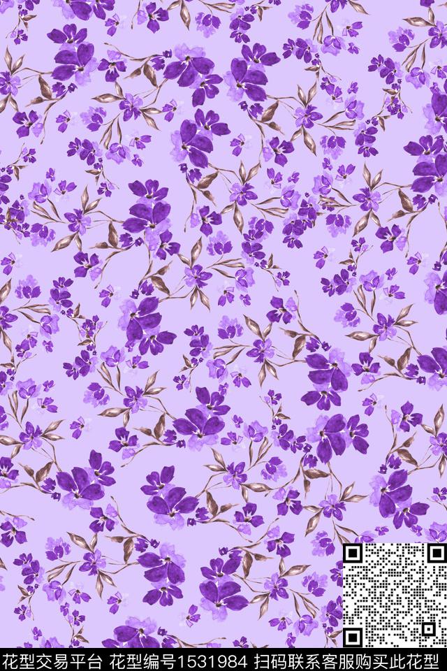 清爽春夏华亿平台花卉数码印花华亿平台下载（图片编号: 1531984） - 瓦栏（Walan）