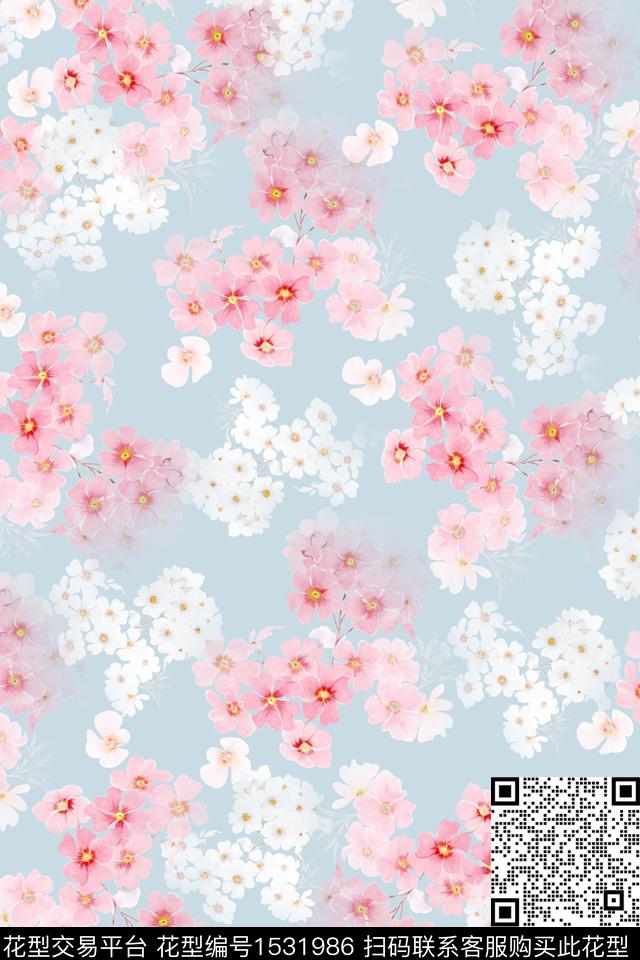 小清新春夏华亿平台花卉数码印花华亿平台下载（图片编号: 1531986） - 瓦栏（Walan）