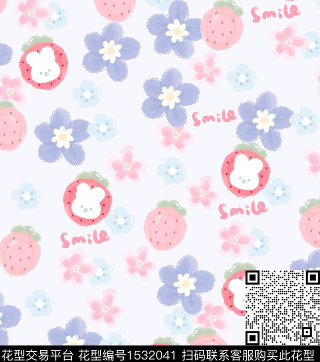 可爱趣味小兔子数码印花华亿平台下载（图片编号: 1532041） - 瓦栏（Walan）
