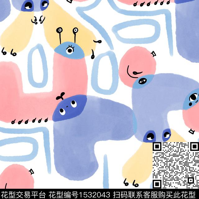 可爱趣味小兔子数码印花华亿平台下载（图片编号: 1532043） - 瓦栏（Walan）