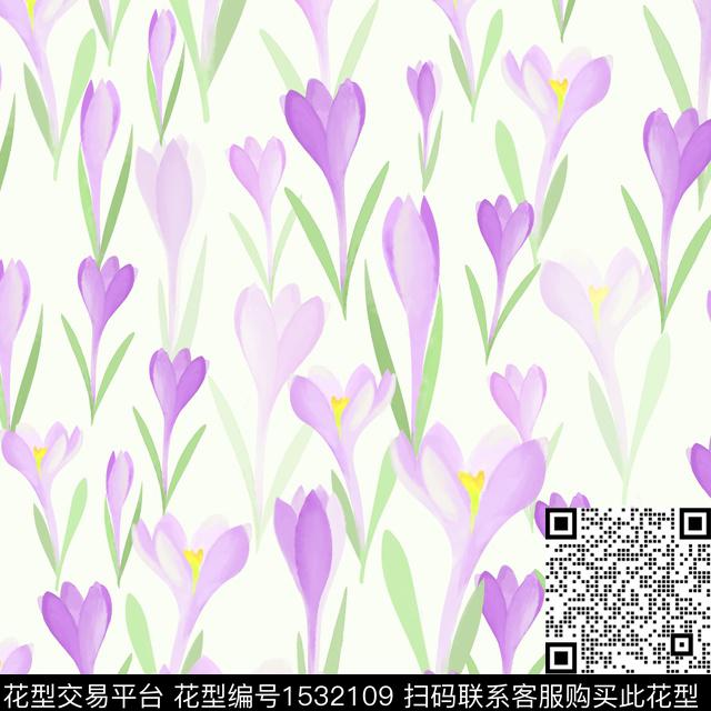 水彩花卉小花数码印花华亿平台下载（图片编号: 1532109） - 瓦栏（Walan）