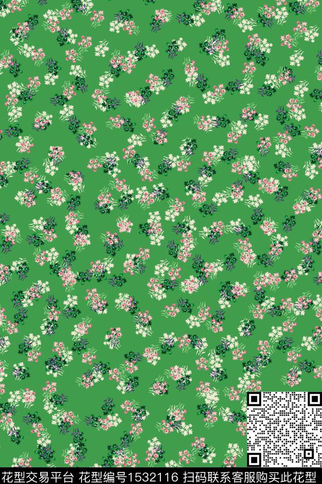 女装小碎花连衣裙数码印花华亿平台下载（图片编号: 1532116） - 瓦栏（Walan）