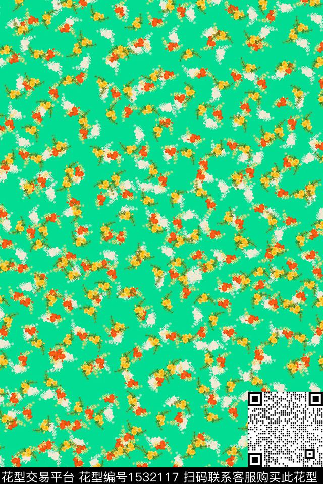 女装小碎花连衣裙数码印花华亿平台下载（图片编号: 1532117） - 瓦栏（Walan）