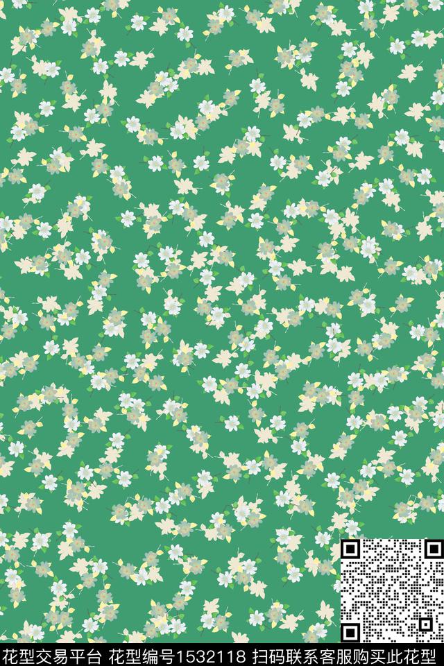 女装小碎花连衣裙数码印花华亿平台下载（图片编号: 1532118） - 瓦栏（Walan）