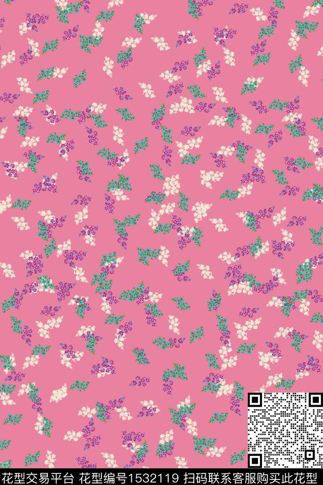 女装小碎花连衣裙数码印花华亿平台下载（图片编号: 1532119） - 瓦栏（Walan）