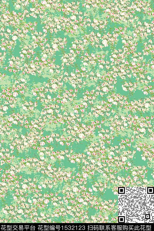 女装小碎花连衣裙数码印花华亿平台下载（图片编号: 1532123） - 瓦栏（Walan）