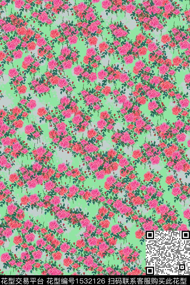 女装小碎花连衣裙数码印花华亿平台下载（图片编号: 1532126） - 瓦栏（Walan）