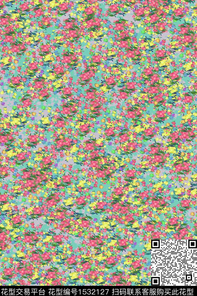 女装小碎花连衣裙数码印花华亿平台下载（图片编号: 1532127） - 瓦栏（Walan）