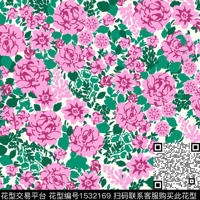 女装小清新花卉传统印花华亿平台下载（图片编号: 1532169） - 瓦栏（Walan）