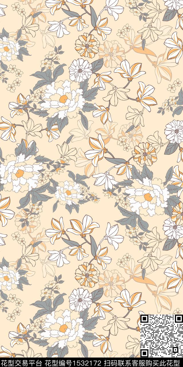 绿植树叶花卉数码华亿平台数码印花华亿平台下载（图片编号: 1532172） - 瓦栏（Walan）