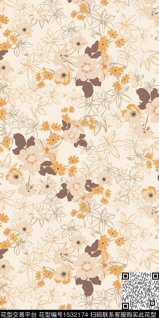 绿植树叶花卉数码华亿平台数码印花华亿平台下载（图片编号: 1532174） - 瓦栏（Walan）