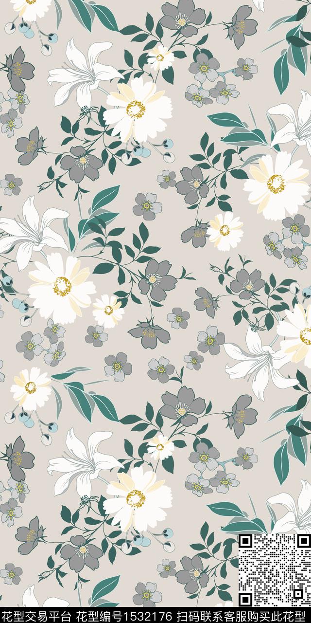绿植树叶花卉数码华亿平台数码印花华亿平台下载（图片编号: 1532176） - 瓦栏（Walan）