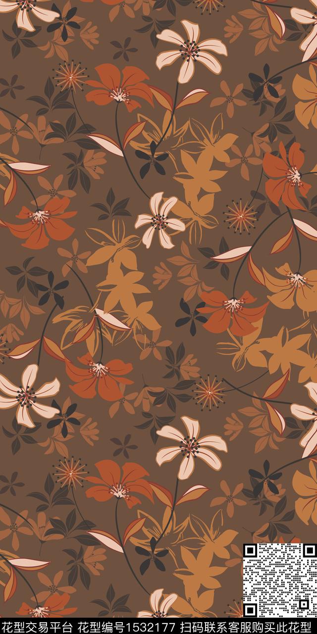 绿植树叶花卉数码华亿平台数码印花华亿平台下载（图片编号: 1532177） - 瓦栏（Walan）