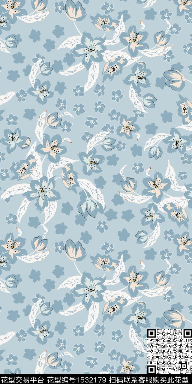 绿植树叶小碎花数码华亿平台数码印花华亿平台下载（图片编号: 1532179） - 瓦栏（Walan）