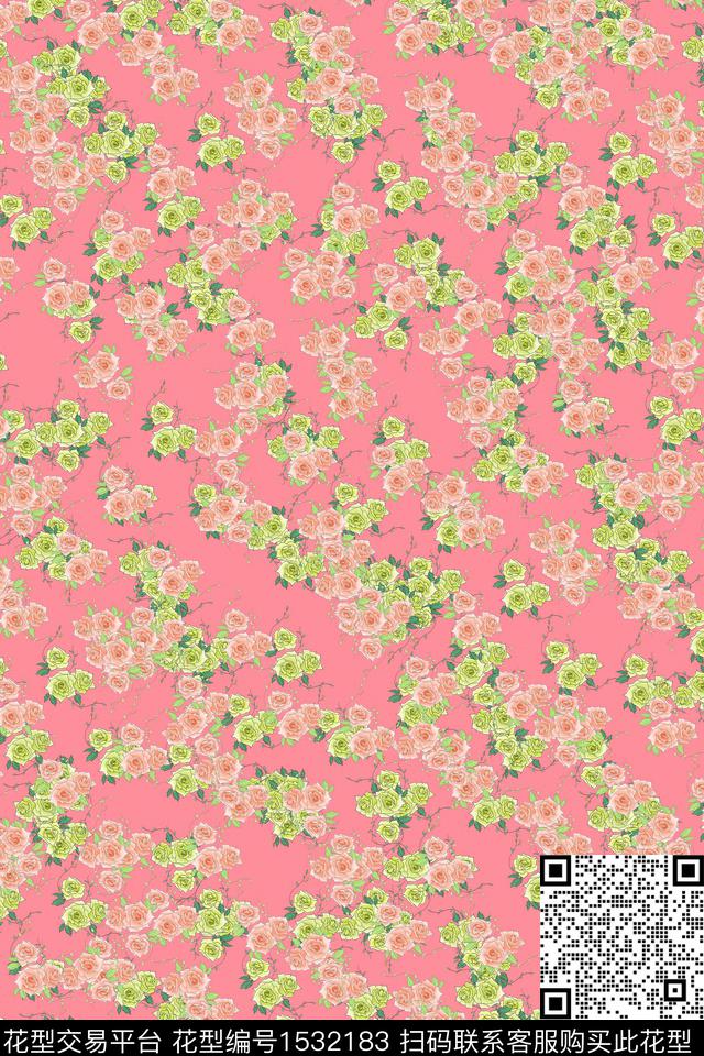 女装花卉小碎花数码印花华亿平台下载（图片编号: 1532183） - 瓦栏（Walan）