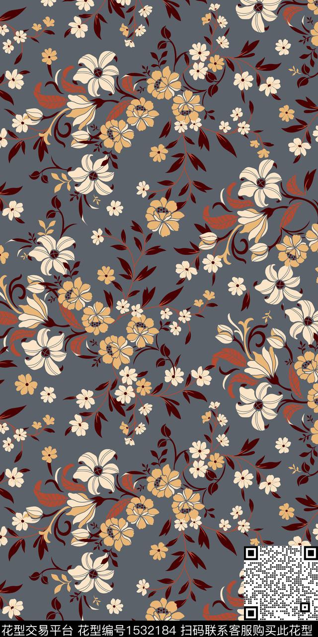 绿植树叶小碎花数码华亿平台数码印花华亿平台下载（图片编号: 1532184） - 瓦栏（Walan）