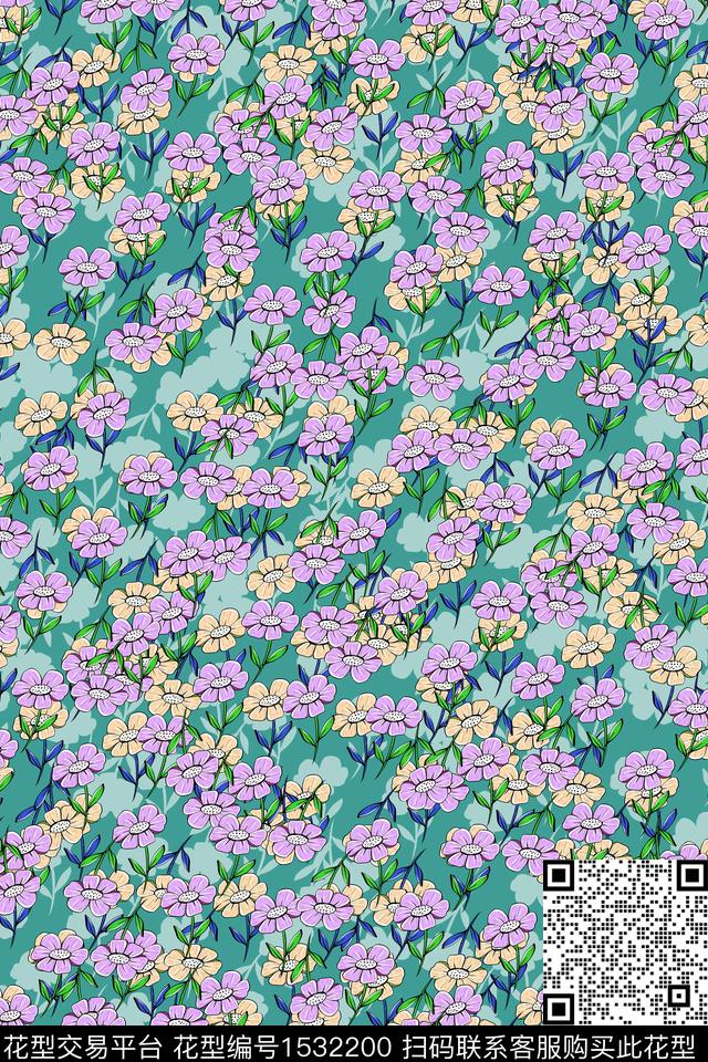 女装花卉小碎花数码印花华亿平台下载（图片编号: 1532200） - 瓦栏（Walan）