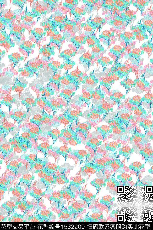 女装花卉小碎花数码印花华亿平台下载（图片编号: 1532209） - 瓦栏（Walan）