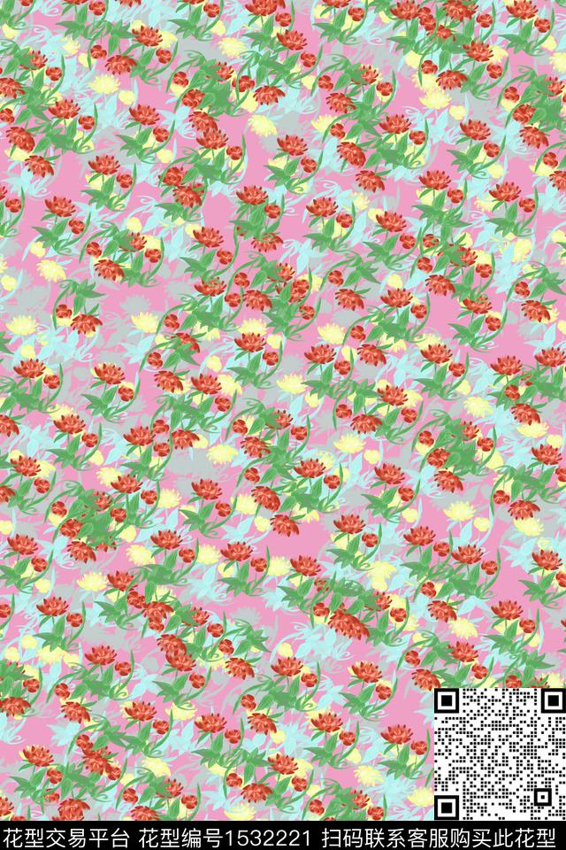 女装花卉小碎花数码印花华亿平台下载（图片编号: 1532221） - 瓦栏（Walan）