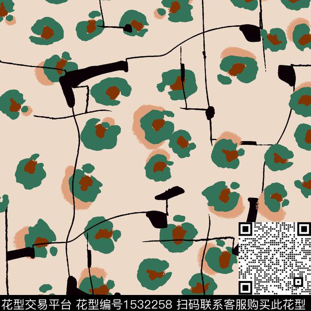 抽象女装线条传统印花华亿平台下载（图片编号: 1532258） - 瓦栏（Walan）