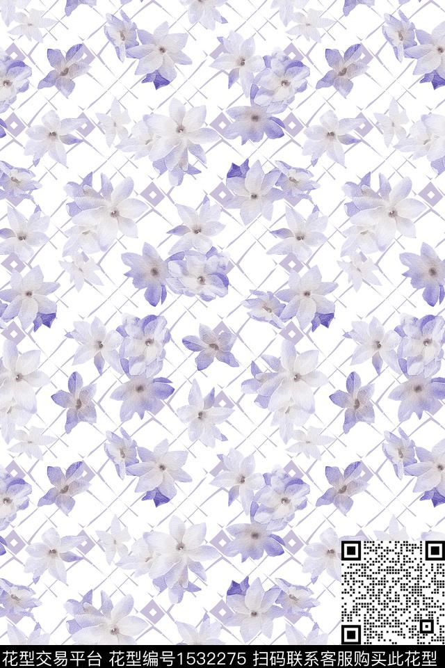 水彩格子春夏华亿平台数码印花华亿平台下载（图片编号: 1532275） - 瓦栏（Walan）