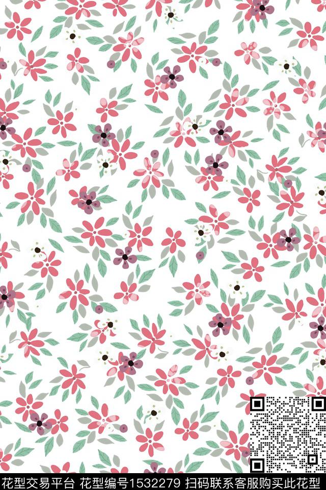 小清新春夏华亿平台花卉数码印花华亿平台下载（图片编号: 1532279） - 瓦栏（Walan）