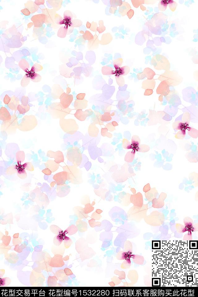 抽象花卉炫彩绿植树叶数码印花华亿平台下载（图片编号: 1532280） - 瓦栏（Walan）