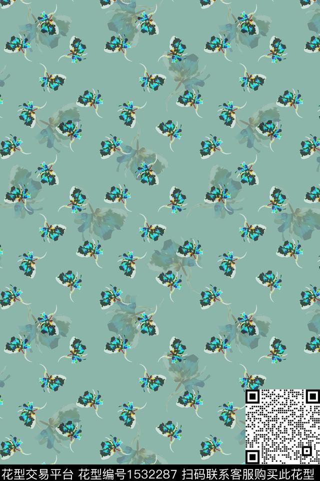 抽象花卉小碎花绿植树叶数码印花华亿平台下载（图片编号: 1532287） - 瓦栏（Walan）
