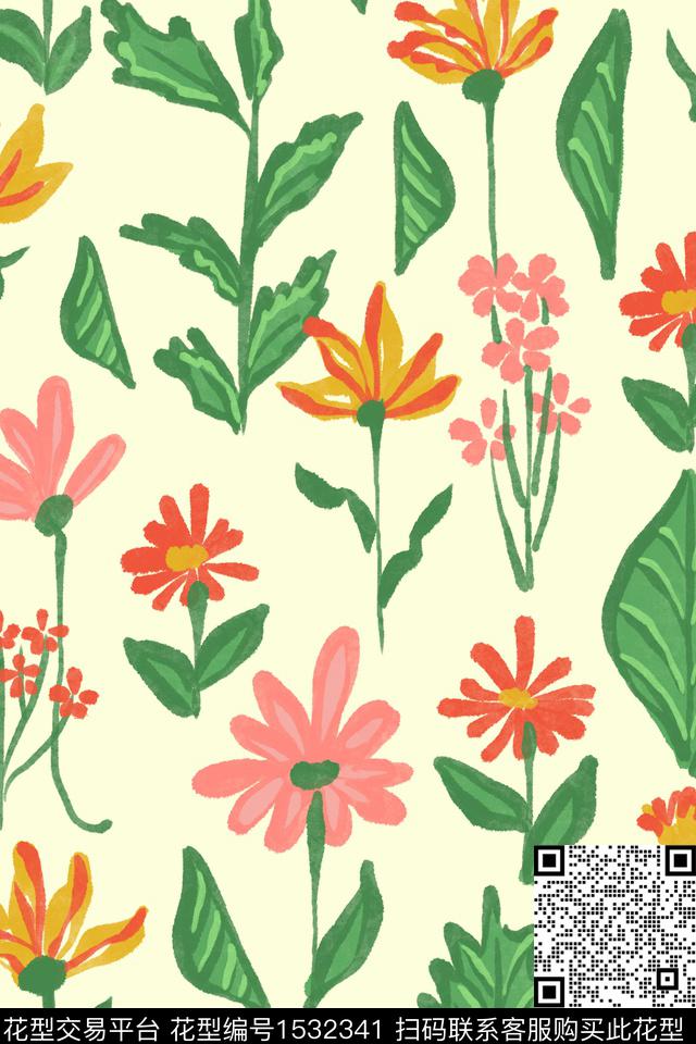 清爽底花卉花卉小碎花数码印花华亿平台下载（图片编号: 1532341） - 瓦栏（Walan）
