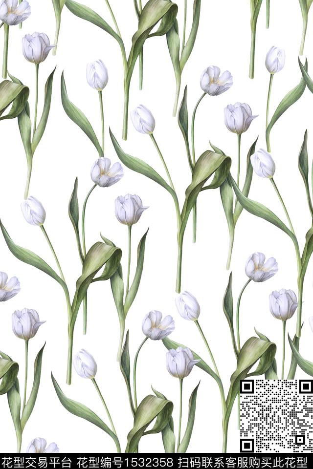 小清新女装花卉数码印花华亿平台下载（图片编号: 1532358） - 瓦栏（Walan）