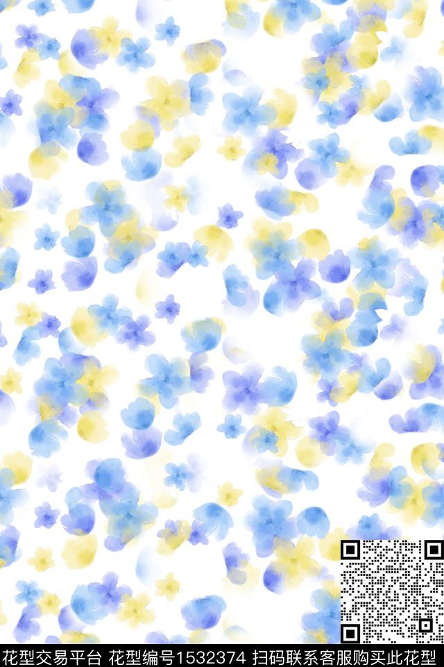 春夏华亿平台水彩花卉花卉数码印花华亿平台下载（图片编号: 1532374） - 瓦栏（Walan）