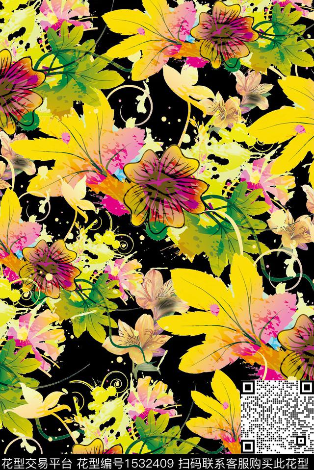 女装花卉数码华亿平台数码印花华亿平台下载（图片编号: 1532409） - 瓦栏（Walan）