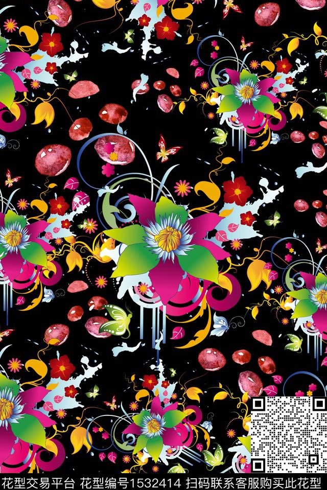女装花卉数码华亿平台数码印花华亿平台下载（图片编号: 1532414） - 瓦栏（Walan）