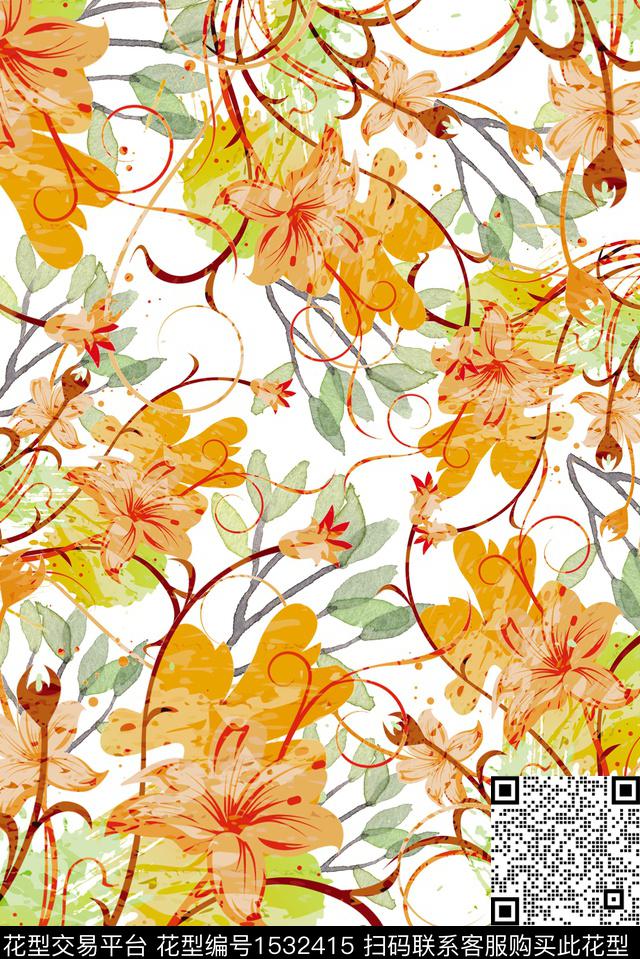 女装花卉数码华亿平台数码印花华亿平台下载（图片编号: 1532415） - 瓦栏（Walan）