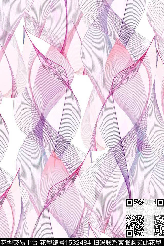 抽象线条扭曲数码印花华亿平台下载（图片编号: 1532484） - 瓦栏（Walan）