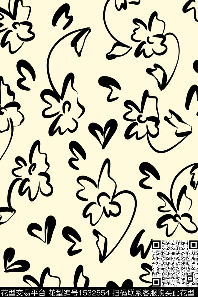 清爽底花卉年轻女性简约数码印花华亿平台下载（图片编号: 1532554） - 瓦栏（Walan）