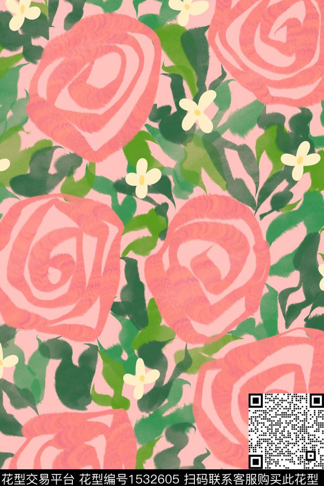 平面花卉花卉水彩数码印花华亿平台下载（图片编号: 1532605） - 瓦栏（Walan）