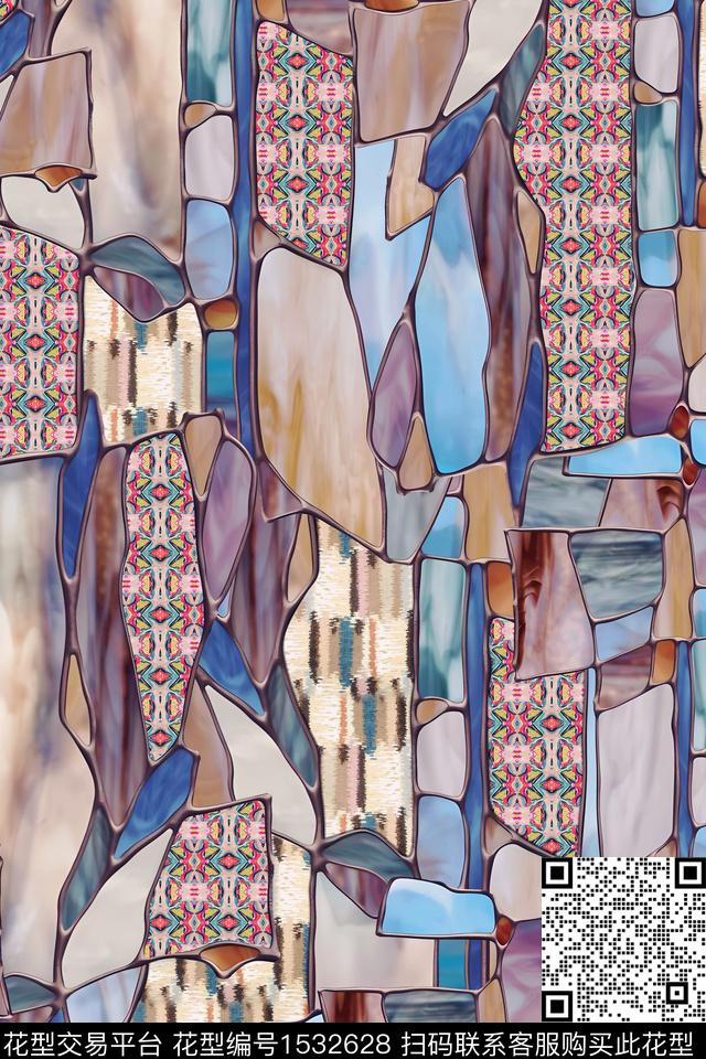 抽象时尚纹理数码印花华亿平台下载（图片编号: 1532628） - 瓦栏（Walan）