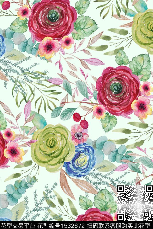 花卉绿植树叶数码华亿平台数码印花华亿平台下载（图片编号: 1532672） - 瓦栏（Walan）