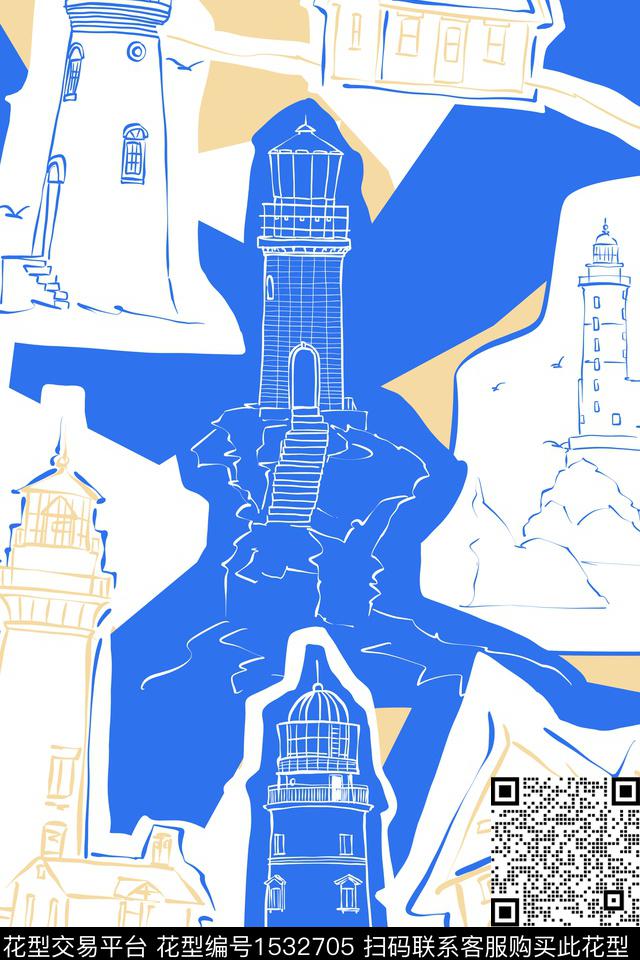 建筑线条简约数码印花华亿平台下载（图片编号: 1532705） - 瓦栏（Walan）