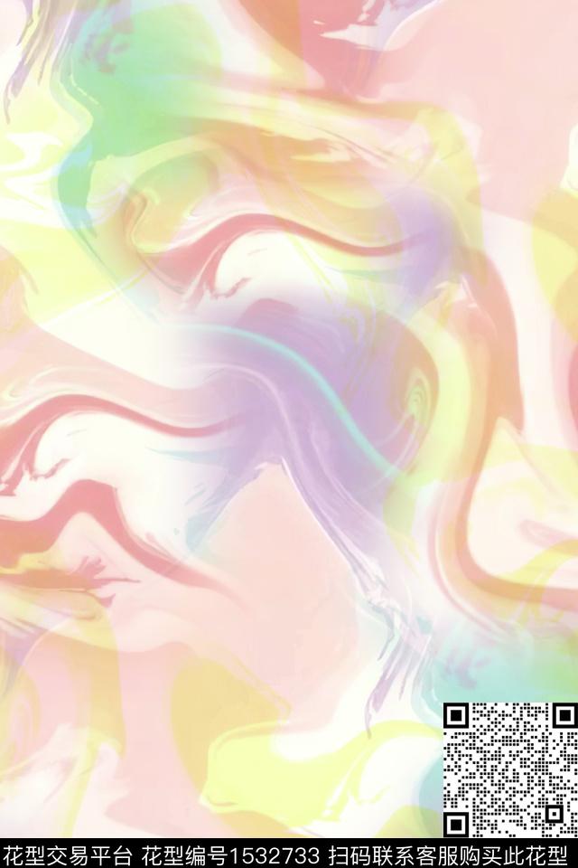 抽象水彩肌理数码印花华亿平台下载（图片编号: 1532733） - 瓦栏（Walan）
