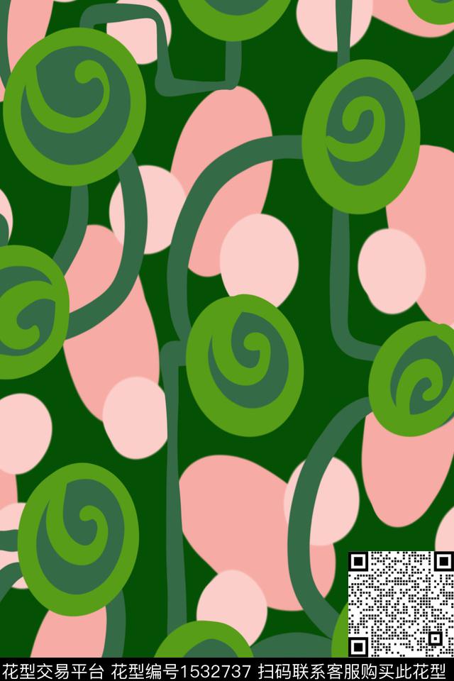 平面花卉几何复古数码印花华亿平台下载（图片编号: 1532737） - 瓦栏（Walan）