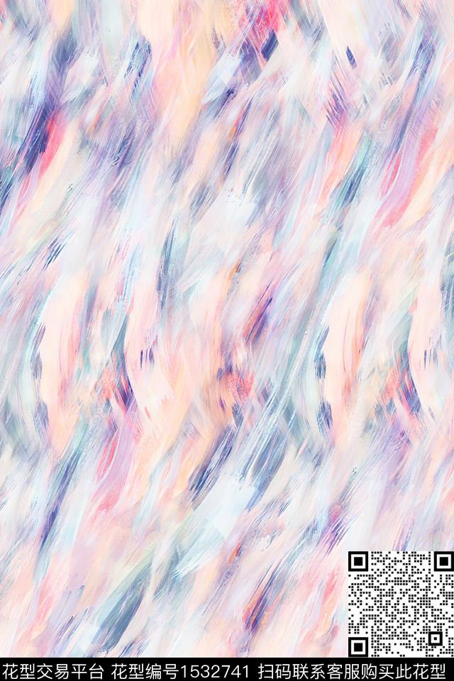 抽象肌理女装数码印花华亿平台下载（图片编号: 1532741） - 瓦栏（Walan）