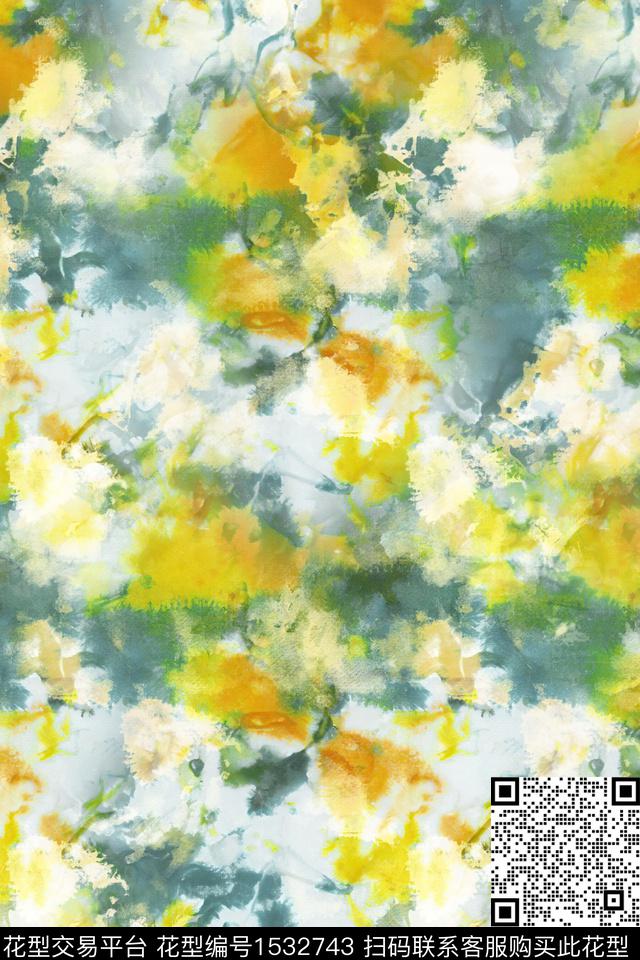 抽象肌理女装数码印花华亿平台下载（图片编号: 1532743） - 瓦栏（Walan）