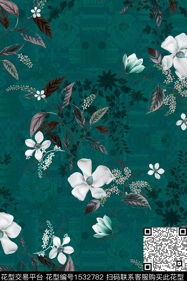 底纹花卉数码华亿平台数码印花华亿平台下载（图片编号: 1532782） - 瓦栏（Walan）