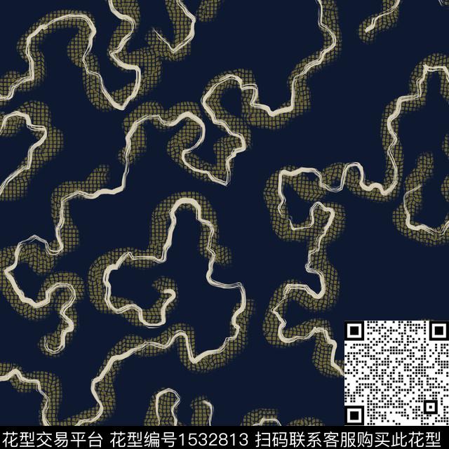 线条女装抽象数码印花华亿平台下载（图片编号: 1532813） - 瓦栏（Walan）